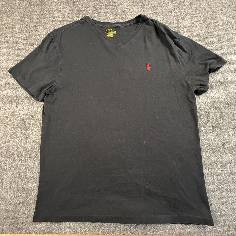 Polo Ralph Lauren Mens Classic Fit Black V-Neck T-Shirt Medium 1855